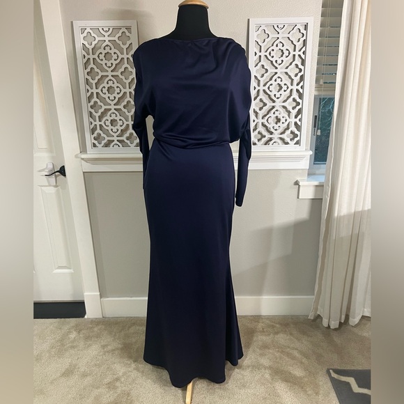 Blue Off the Shoulder Dress - Picture 1 of 7